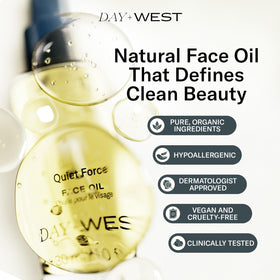 Day + West Quiet Force calendula and prickly pear soothe redness.