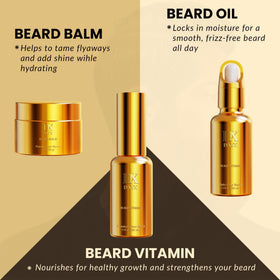 DayixCare beard kit complete set on desk illustrates a ready-to-use grooming routine.