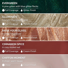 Dazzle Dry Afterparty Evergreen: pine green with blue glitter flecks for festive flair.