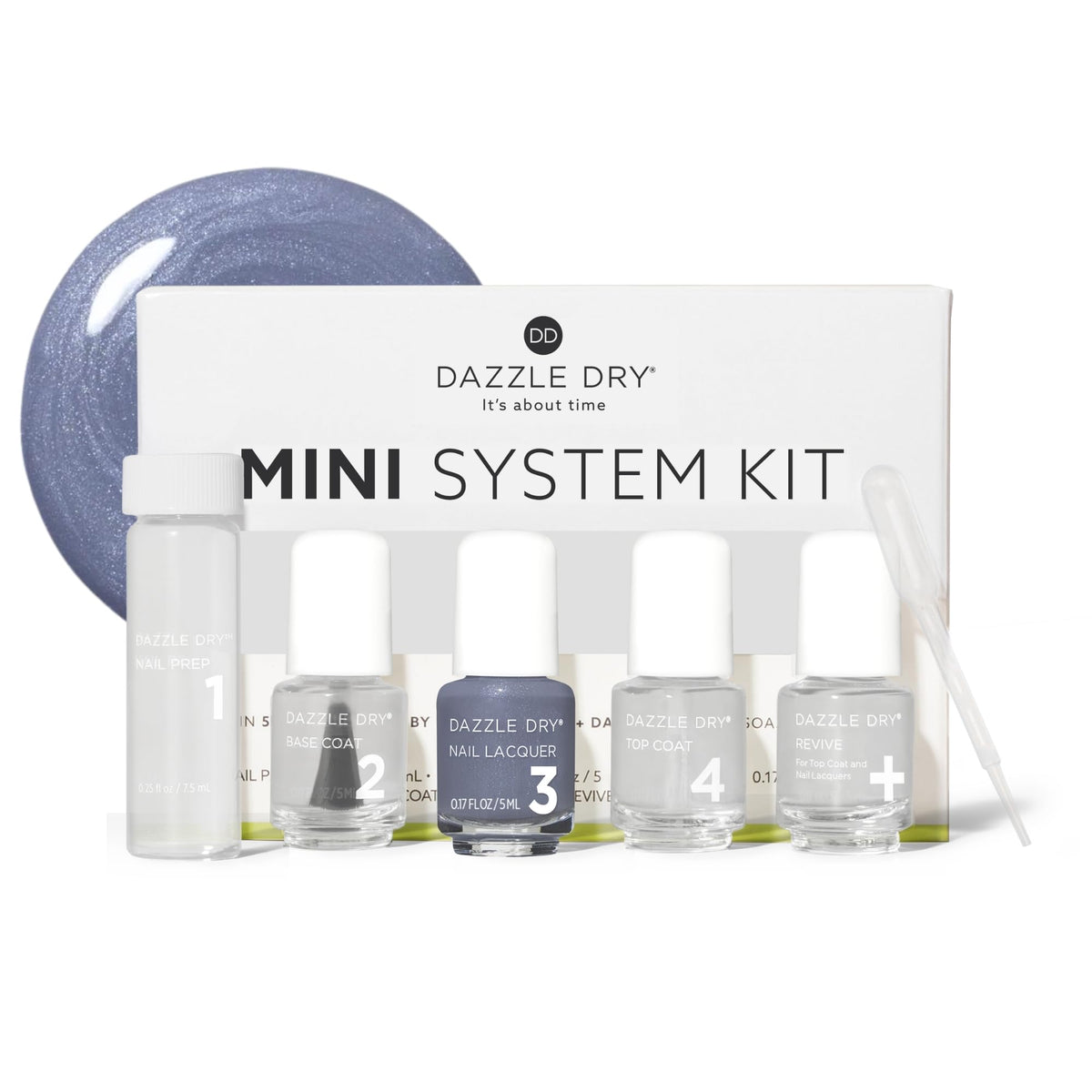 Dazzle Dry Blue Moon mini kit packaging shows a chic slate blue shimmer