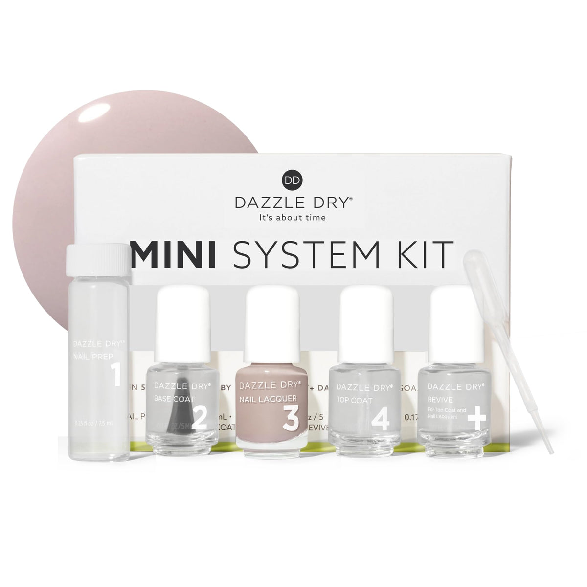 Dazzle Dry Broadway Beige mini kit nail prep shown for smooth application