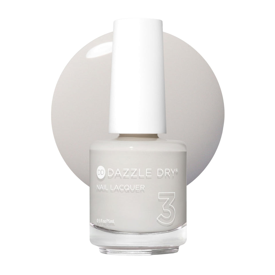 Dazzle Dry clean slate bottle close-up shows fast-drying formula