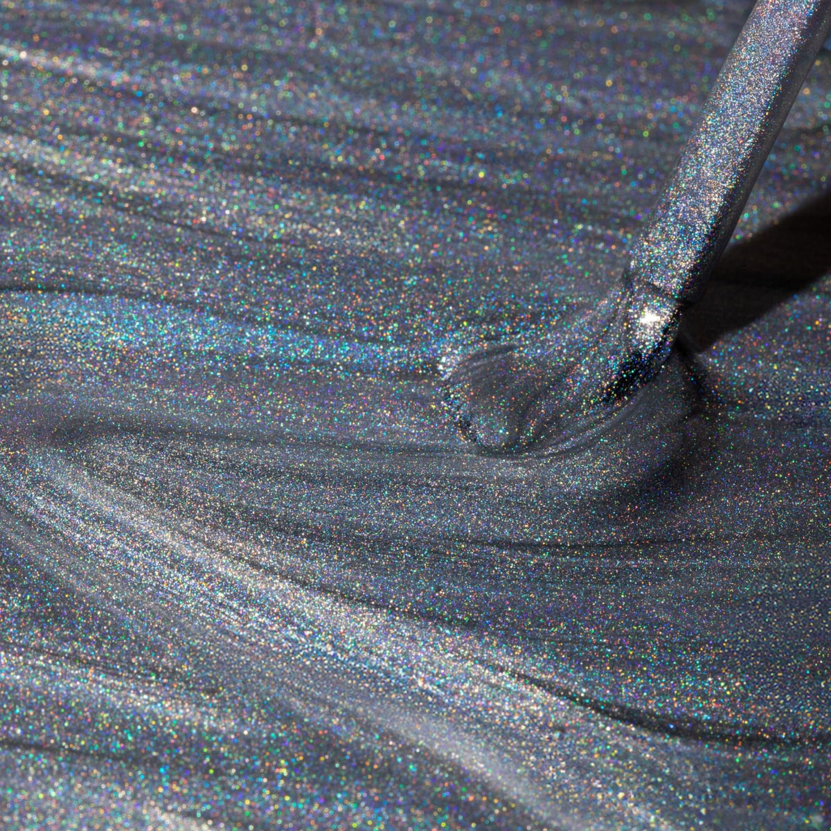 Dazzle Dry Disco Queen nails application shot shows semi-sheer shimmer