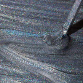 Dazzle Dry Disco Queen nails application shot shows semi-sheer shimmer