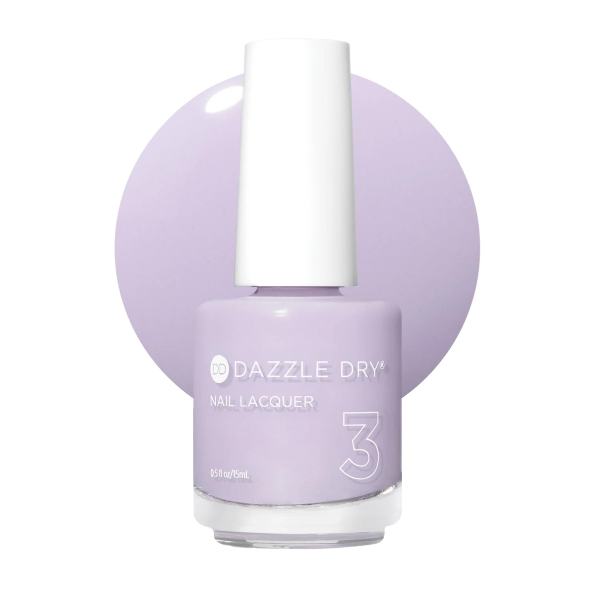 Dazzle Dry Faith bottle front view in pastel lavender with quick-dry appeal.