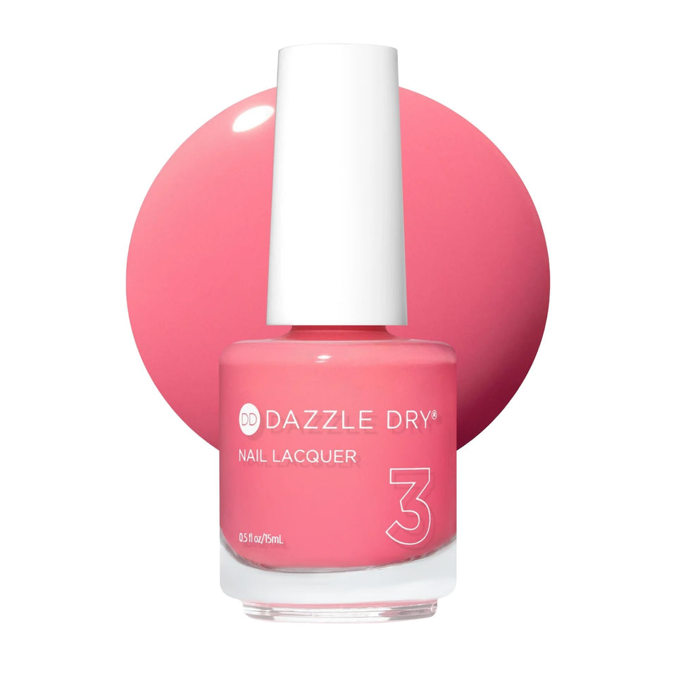 Dazzle Dry Going Cray Sea bottle shows coral pink shade for long lasting nails