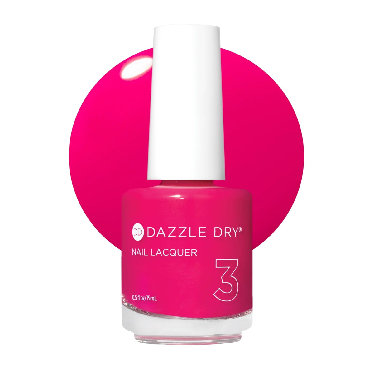 Dazzle Dry Heart of Fire bright pink lacquer for long-lasting color.