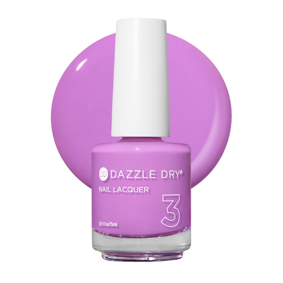 Dazzle Dry In The Moment orchid bottle showing vibrant color and quick-dry formula.