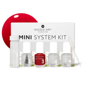 Dazzle Dry Lit nail lacquer application for a bold semi-sheer red look