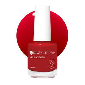 Dazzle Dry Lit nail lacquer bottle in semi-sheer bright red for fast-drying, salon-quality color.