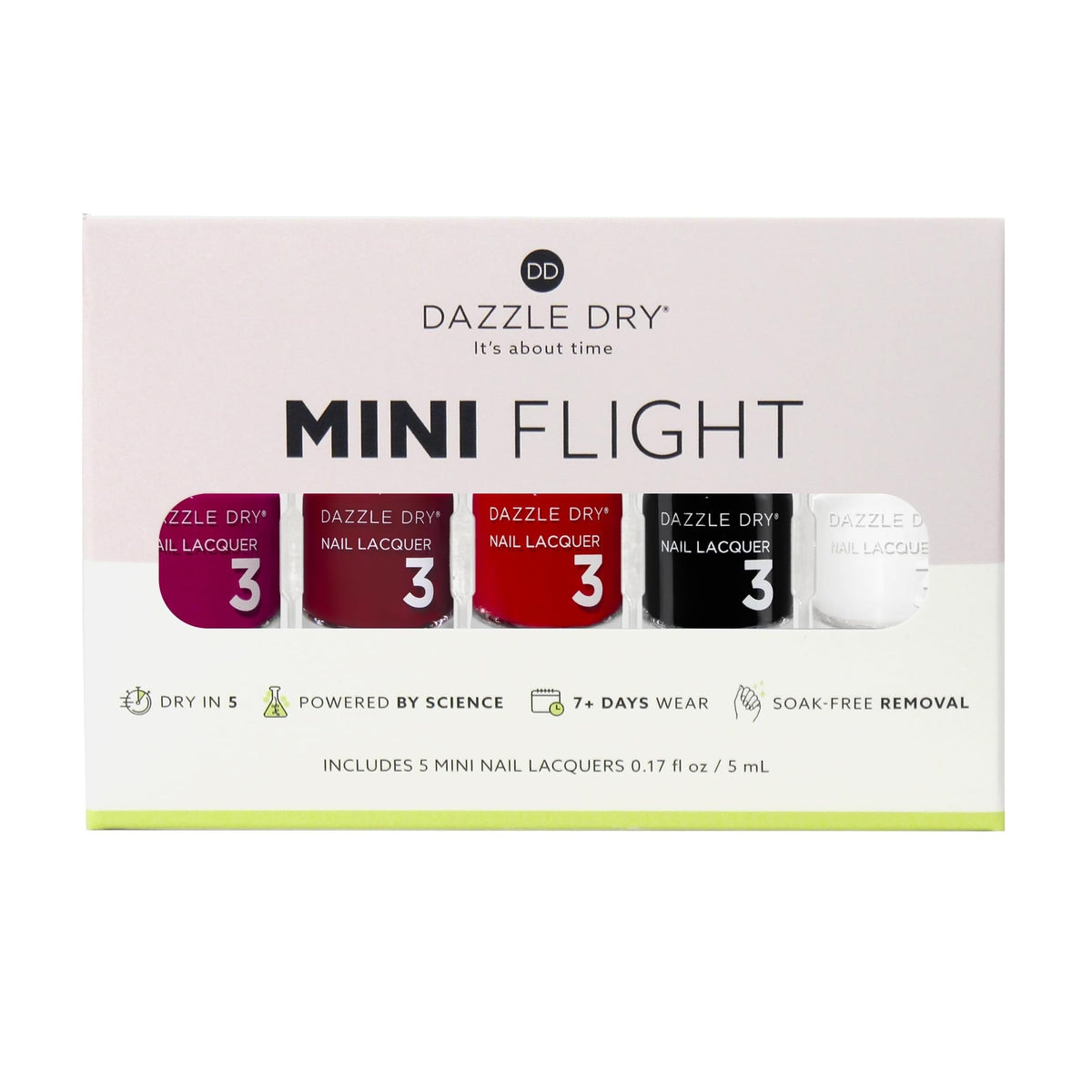 Dazzle Dry Mini Flight Cherry Red, fast-track manicure with blue undertones.
