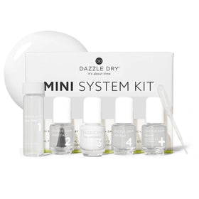 Dazzle Dry mini kit box and bottles for at-home quick-dry nails.