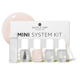 Dazzle Dry Rose Quartz nail prep mini kit for a smooth base and lasting color.
