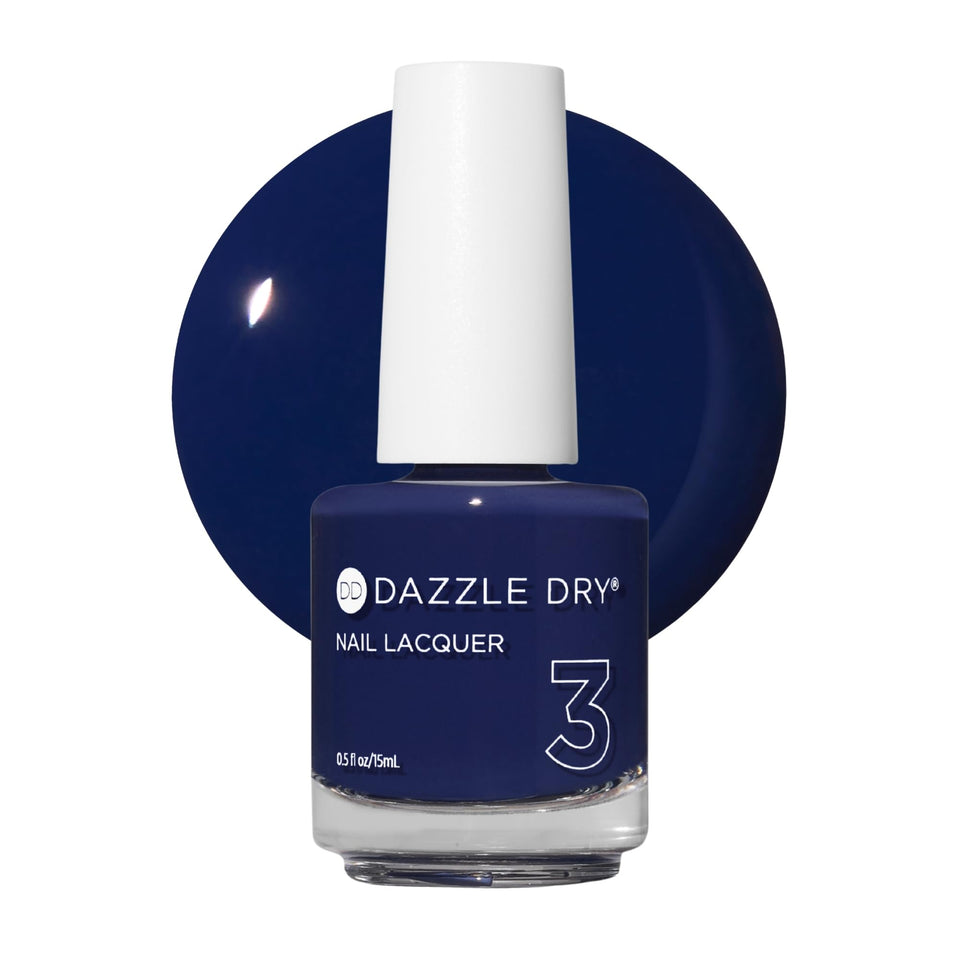 Dazzle Dry Midnight Sky bottle close-up showing deep blue cream finish for durability.