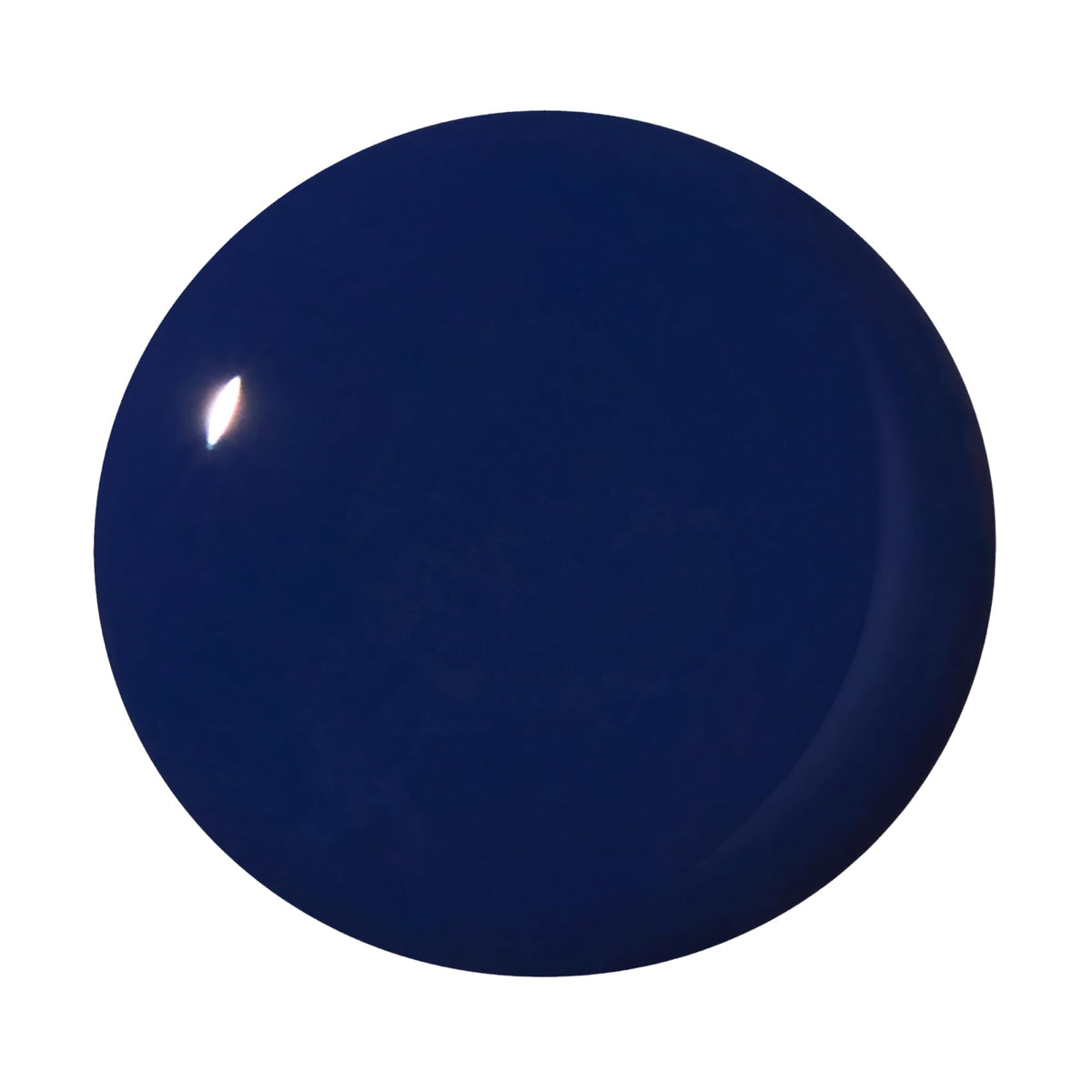 Dazzle Dry Midnight Sky brush stroke on nail for quick-dry blue application.