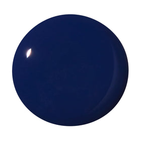 Dazzle Dry Midnight Sky brush stroke on nail for quick-dry blue application.