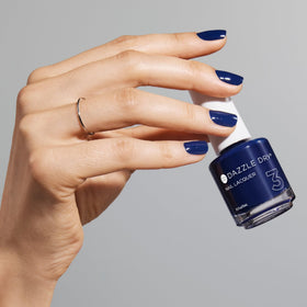 Dazzle Dry Midnight Sky full-application on nail with even coverage.