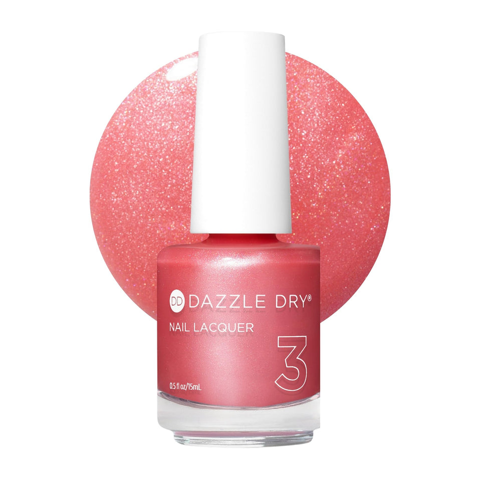 Dazzle Dry Step 3 Her peachy pink frost bottle for salon-ready color.