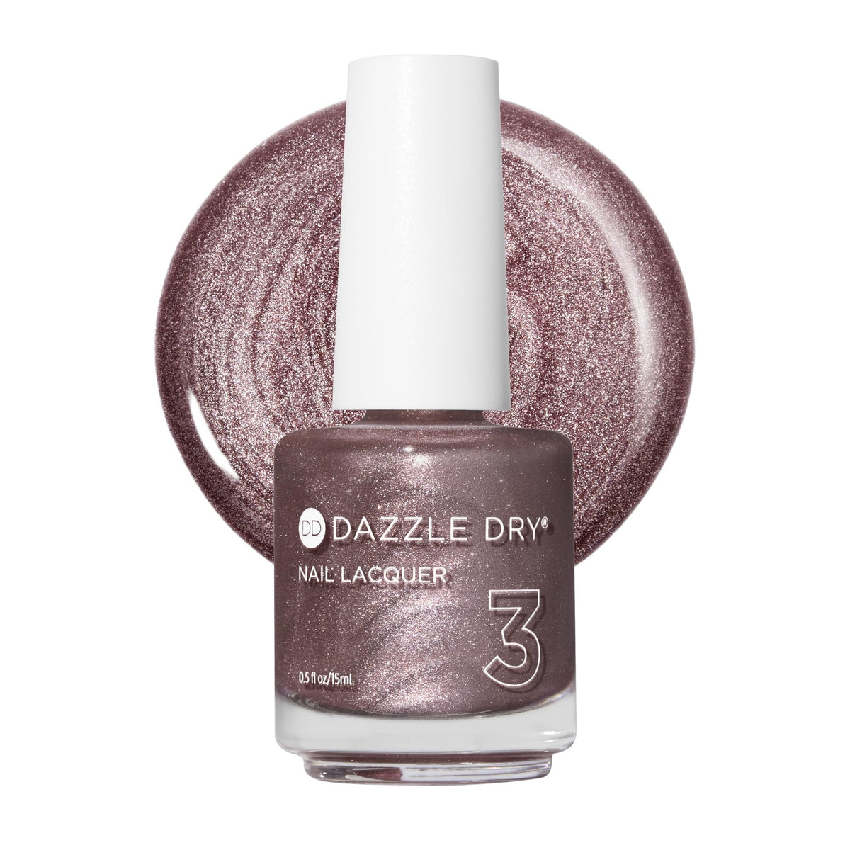 Dazzle Dry Nail Lacquer Out N' About bottle in rose gold metallic, fast-drying formula.
