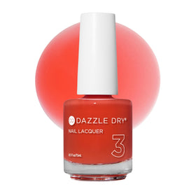 Dazzle Dry Nail Lacquer Sweet and Juicy bottle shows sheer orange jelly finish for a light, fresh look
