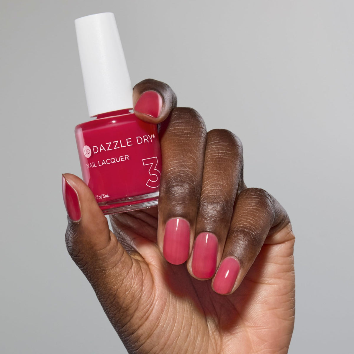 Dazzle Dry Nail System 4 steps visual illustrating quick, salon-quality results.