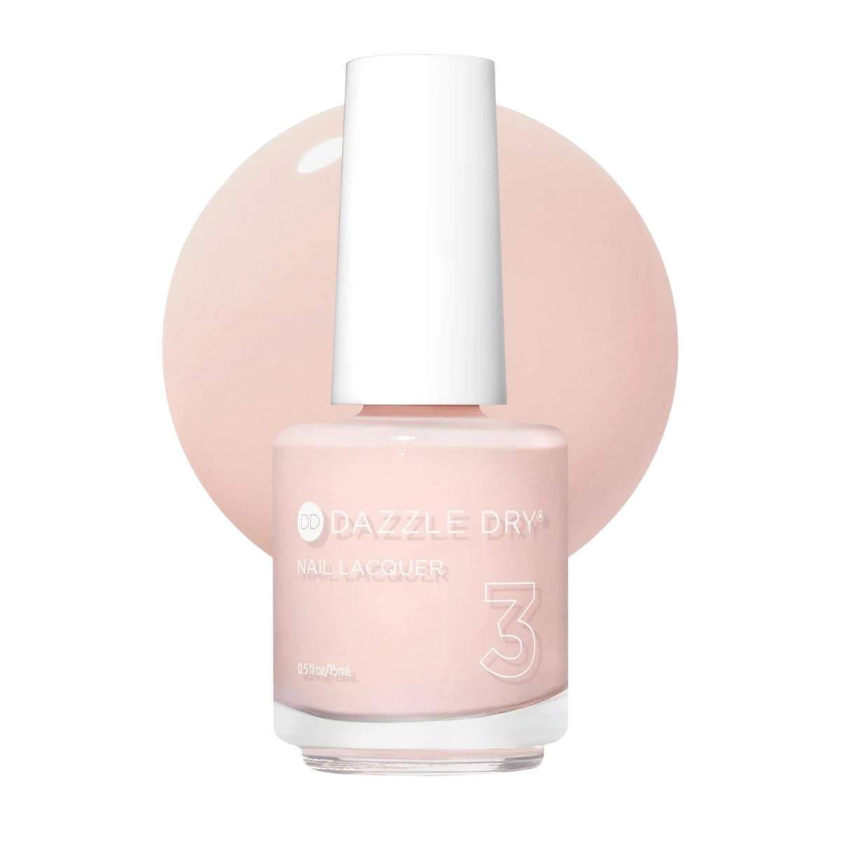 Dazzle Dry Not Quite Nude bottle shot shows a peach-nude shade for quick everyday wear