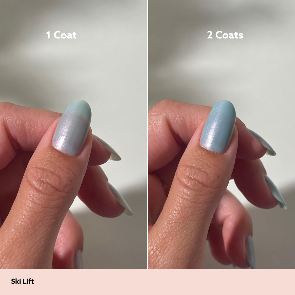 Dazzle Dry Ski Lift manicure in progress on nails subtle gray undertones