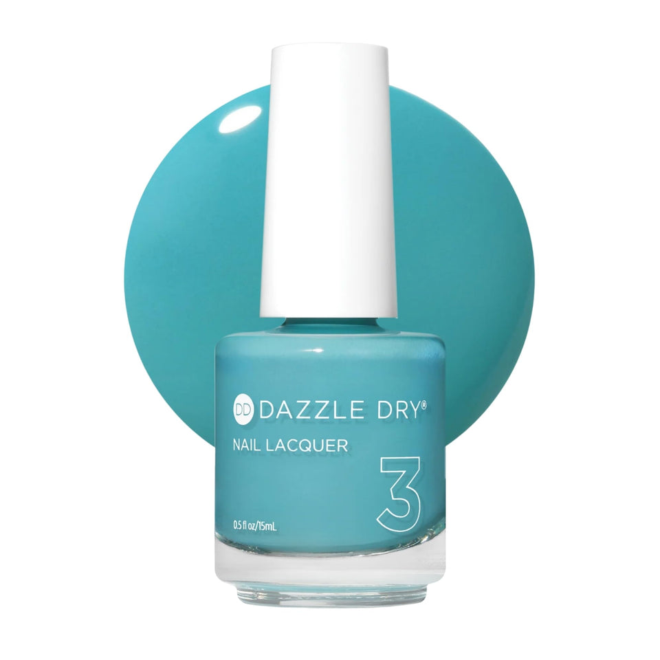 Dazzle Dry Spearmint Tea lacquer bottle with turquoise creme finish for fast, chip-resistant nails.