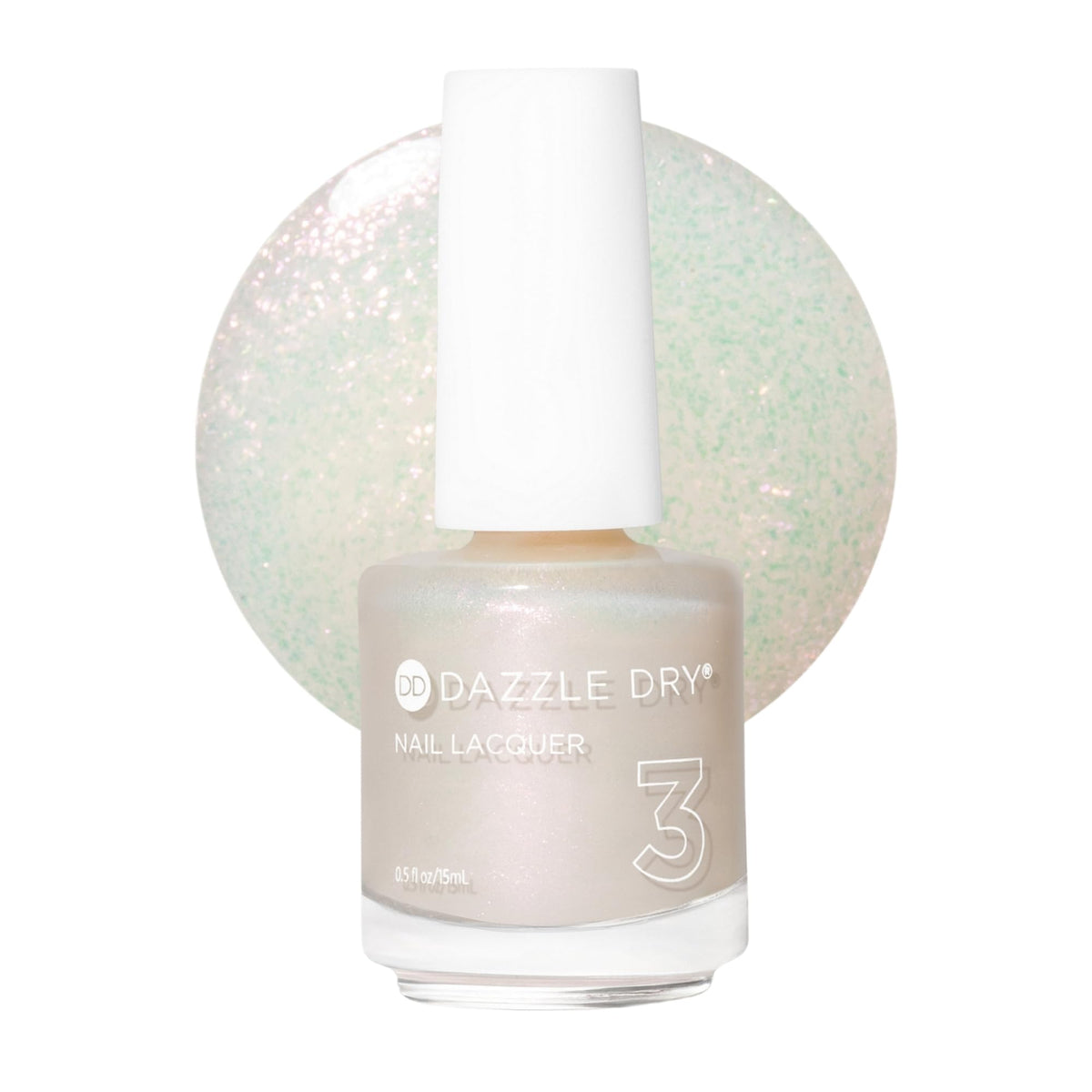 Dazzle Dry Spiritual Diva bottle close-up shows iridescent pink shimmer for long-lasting nails