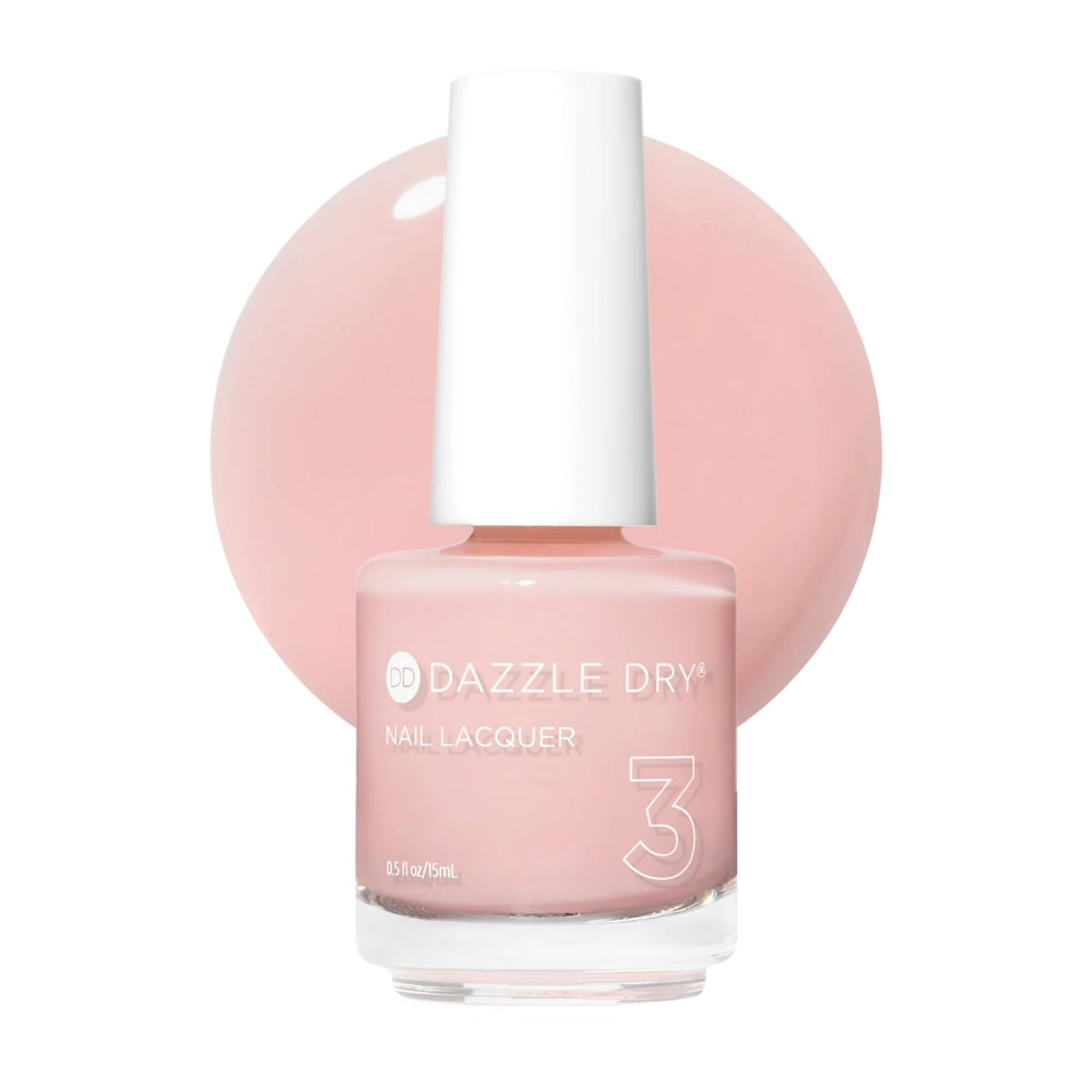 Dazzle Dry Step 3 bottle in semi-sheer carnations pink, quick-dry formula.