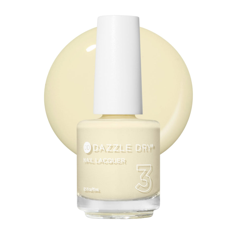 Dazzle Dry Sundress nail lacquer front view in buttery yellow, quick-drying finish.