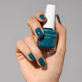 Dazzle Dry teal cream nails show smooth, full-coverage finish