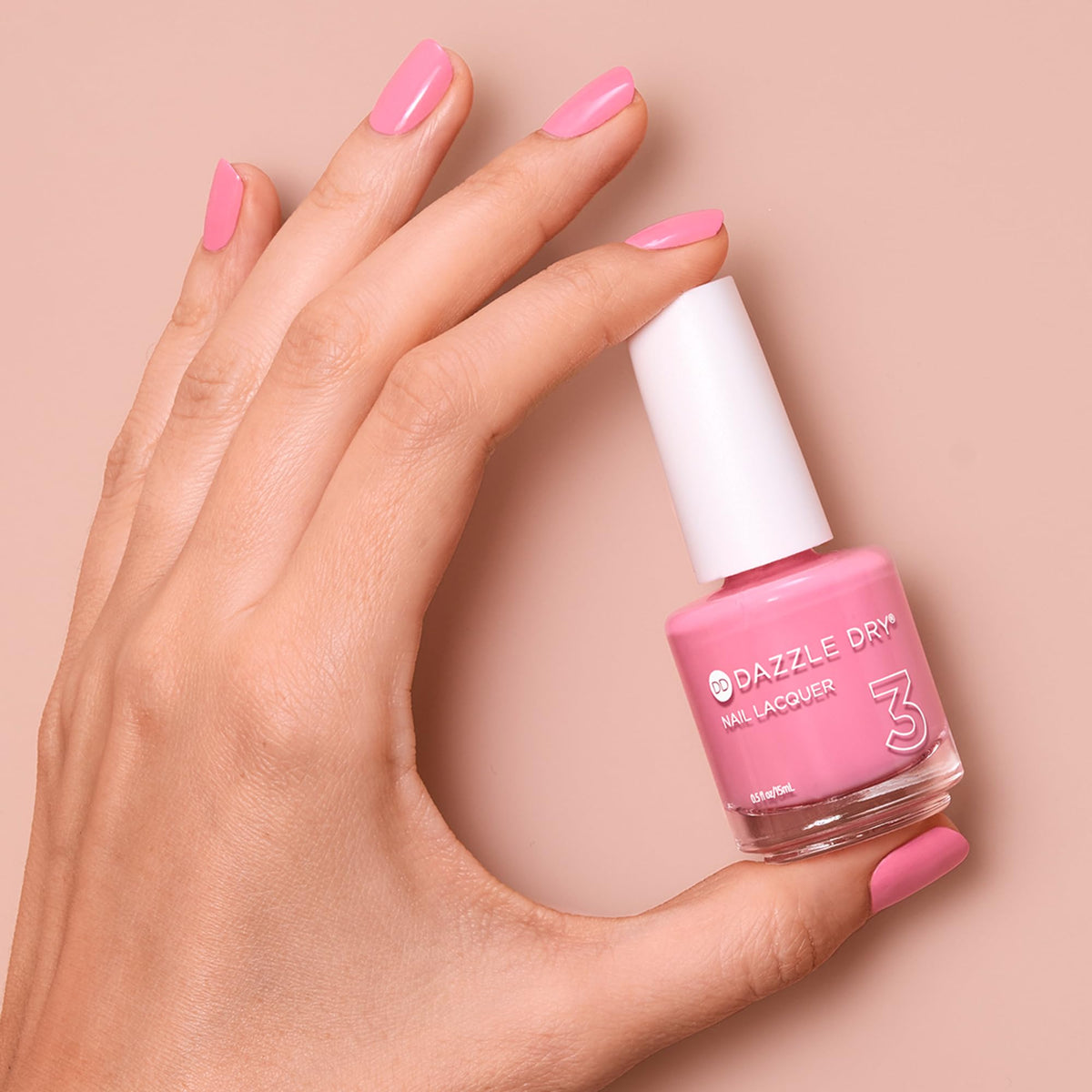 Soulmate bubblegum pink application demonstrates full-coverage cream look.