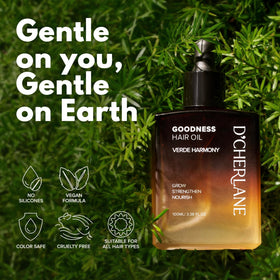 D'Cherlane Hair Growth Oil vegan and cruelty-free for ethical care.