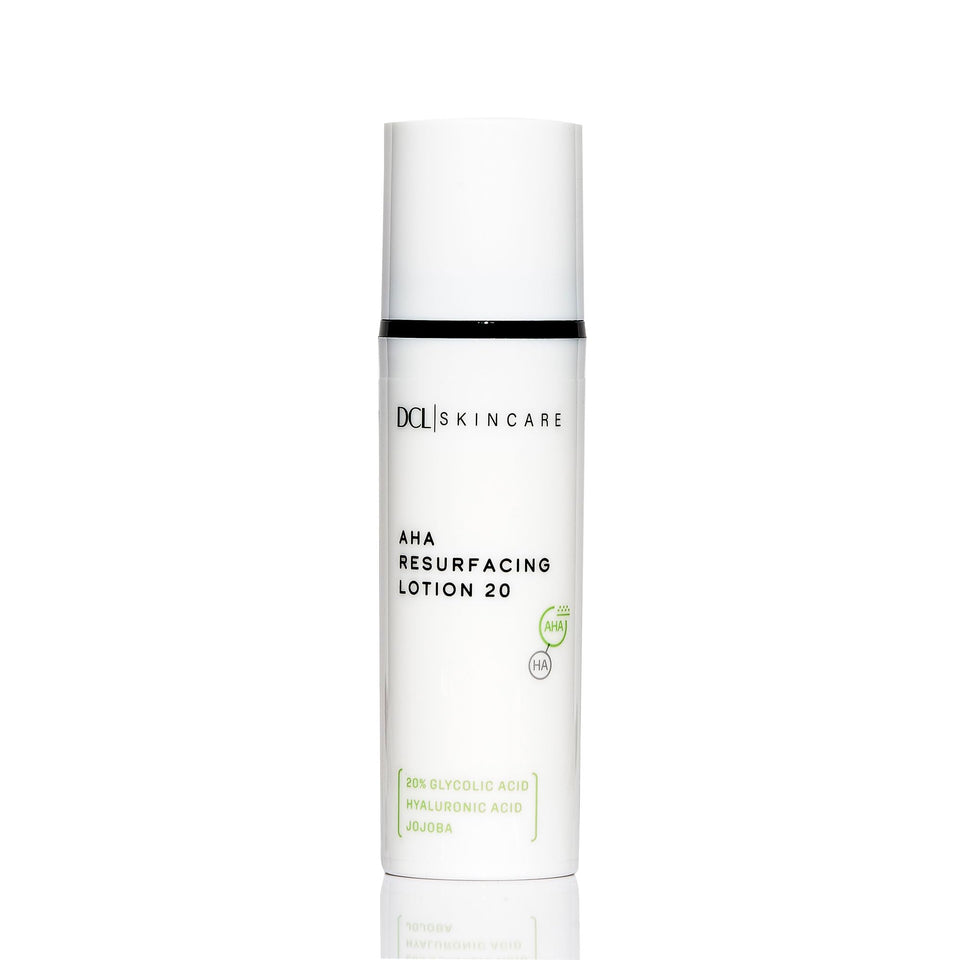DCL Skincare AHA Resurfacing Lotion 20 bottle for at-home exfoliation