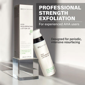 DCL Skincare AHA Resurfacing Lotion 20 label showing glycolic acid for strong exfoliation