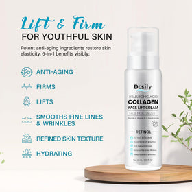 Dcsily Tighten and Lift Neck Cream texture close-up showing light, non-greasy finish.
