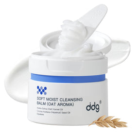 ddg Soft Moist Cleansing Balm jar closeup showing creamy texture ideal for makeup removal