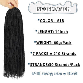 DDvation Senegalese twist crochet hair ombre 14 inch showcases natural color blend