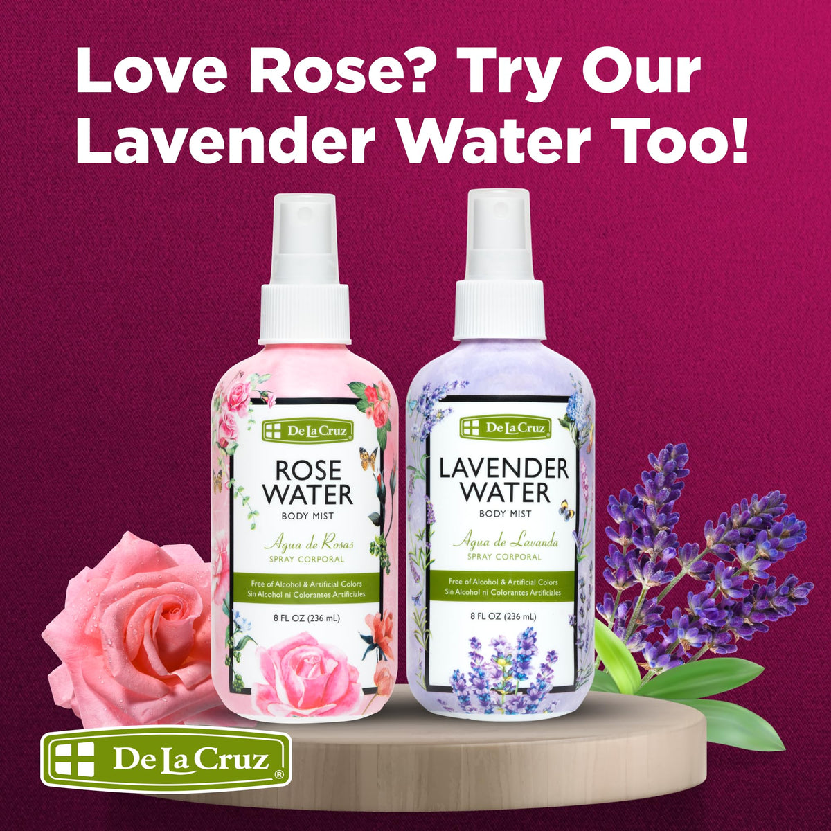 De La Cruz rose water is paraben-free for daily use.