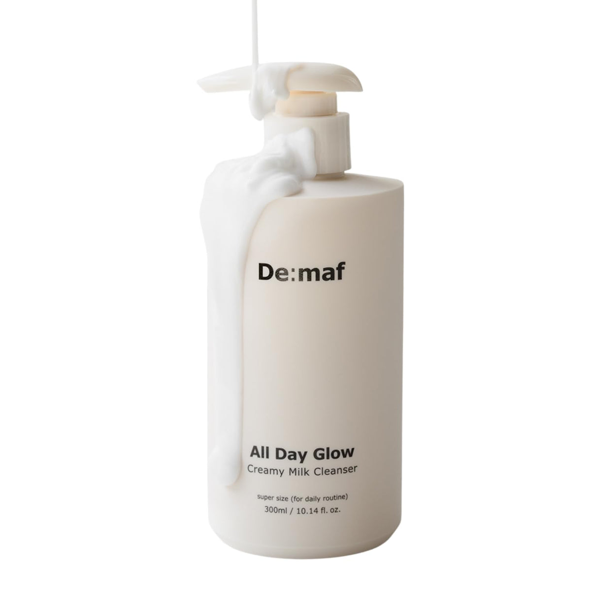 De:maf All Day Glow Creamy Milk Cleanser bottle front view for sensitive skin.