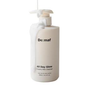 De:maf All Day Glow Creamy Milk Cleanser bottle front view for sensitive skin.