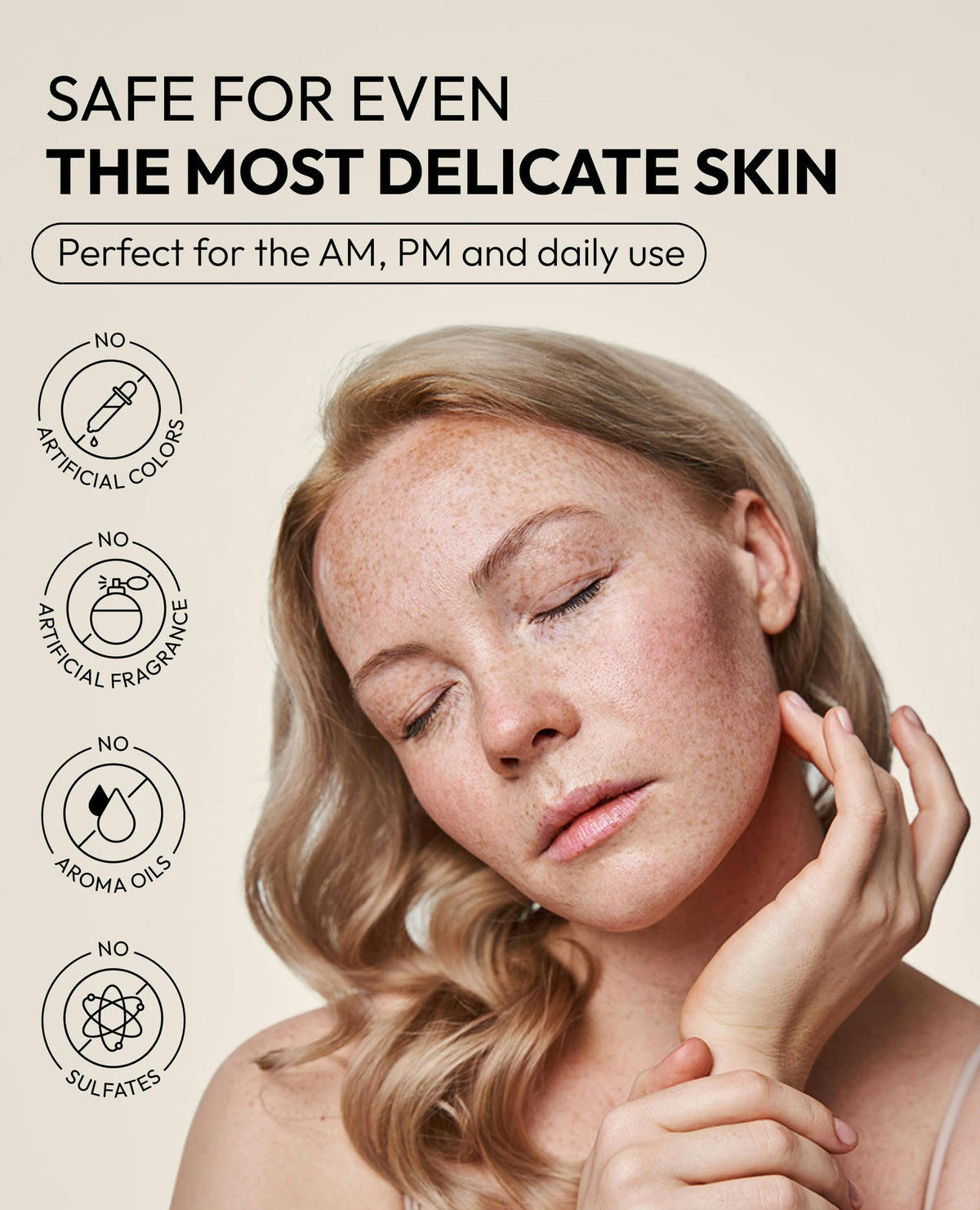 De:maf All Day Glow Cleanser imagery highlighting low pH balance for comfortable cleansing.