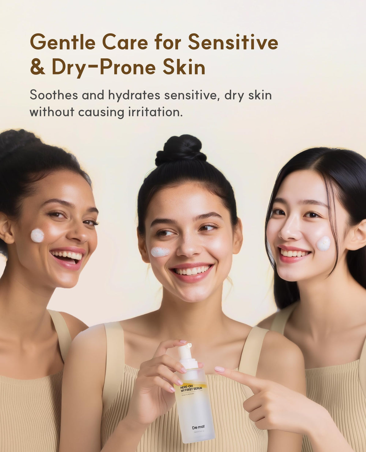De:maf After-use look indicating dewy, comfortable skin.