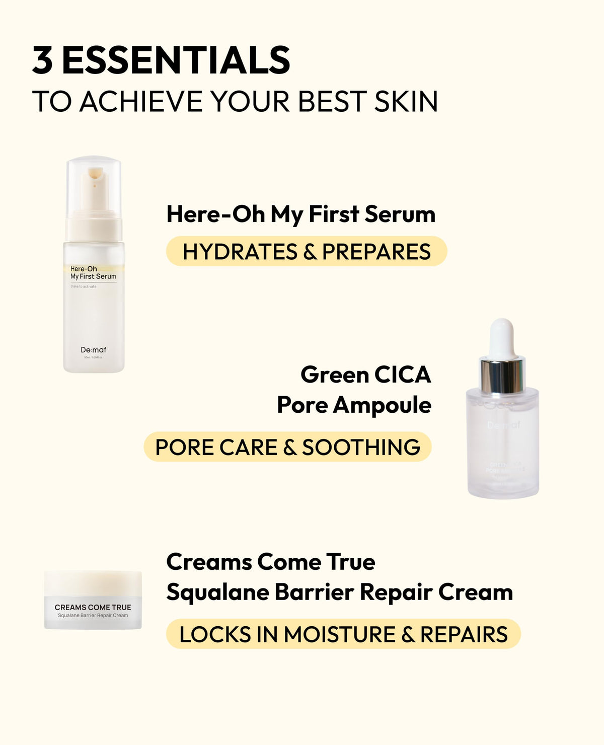De:maf Here-Oh First Serum application boosts hydration and comfort.