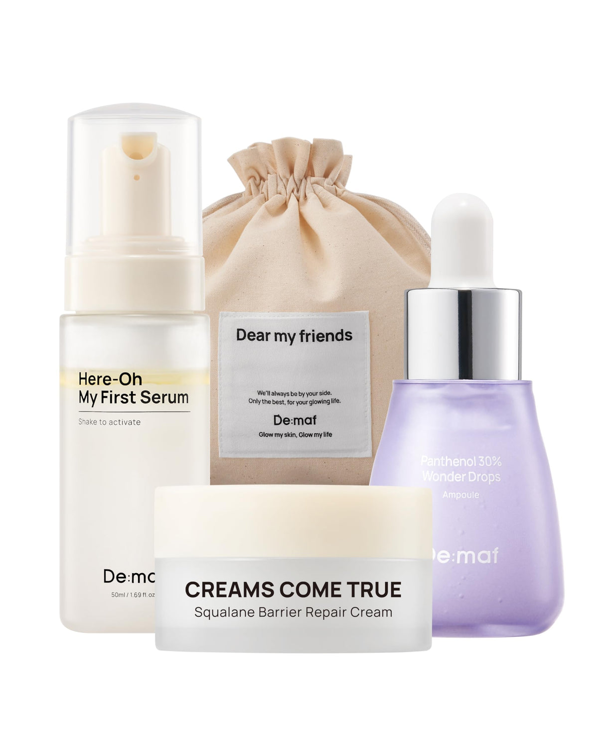 De:maf Welcome Kit skincare set bundle with travel pouch for easy care