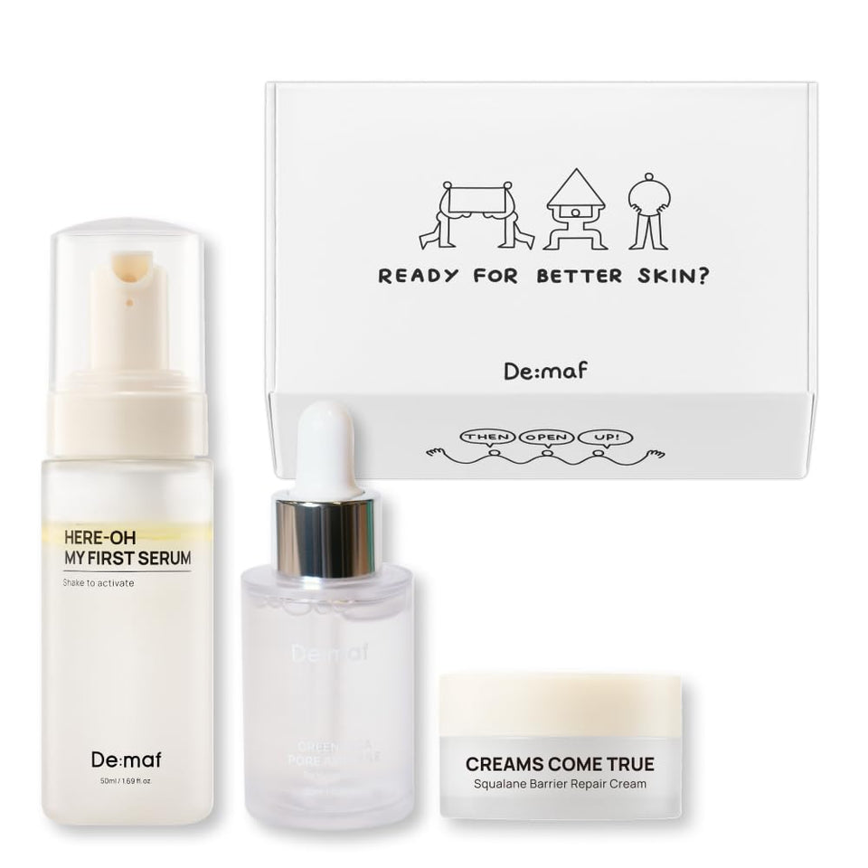 De:maf welcome gift kit 3-step routine for sensitive skin on the go.
