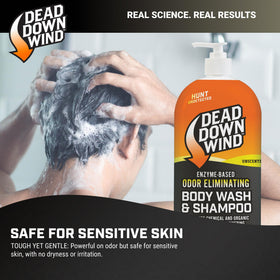 Dead Down Wind sensitive-skin safe ingredients indicate gentle cleansing.