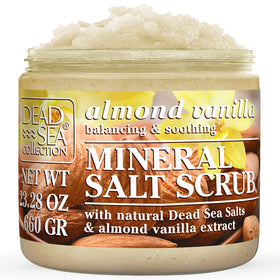 Dead Sea Collection Almond Vanilla Salt Scrub jar for at-home exfoliation and nourishment