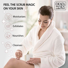 Close-up of Dead Sea Collection Almond Vanilla Salt Scrub texture with minerals